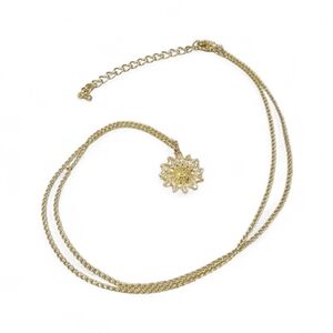 Sunflower Pendant Necklace Marquise Cubic Zirconia Stones Dainty Floral Sunburst